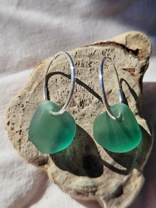 Tidewashed Sea Glass Hoop Earrings